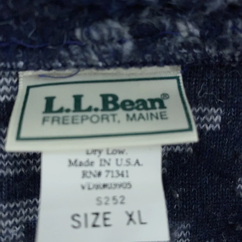 LL Bean Fleece Pullover Sweater Mens XL‎ Henley Button Up Aztec Made USA Warm